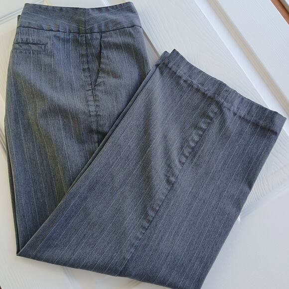 George Grey Stripe Slacks size 16 Ladies Average pockets hemmed short repaired - Picture 14 of 14